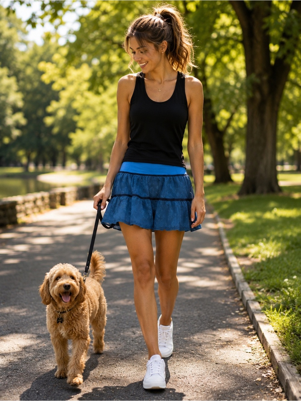 lululemon athletica Blue Tiered Active Skort with blue Waistband